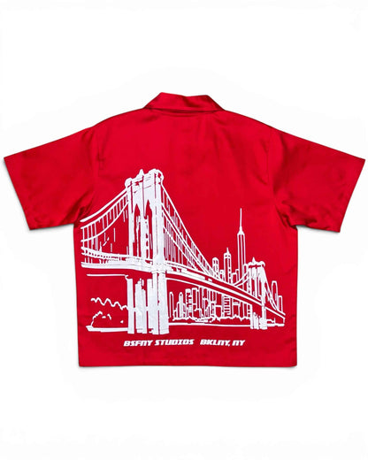 Brooklyn Bridge Button Up (Red)