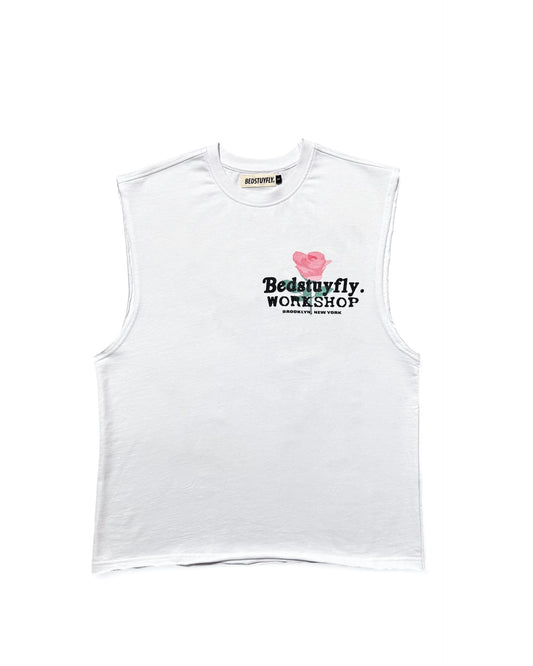 Concrete Rose Sleeveless T-shirt (White)