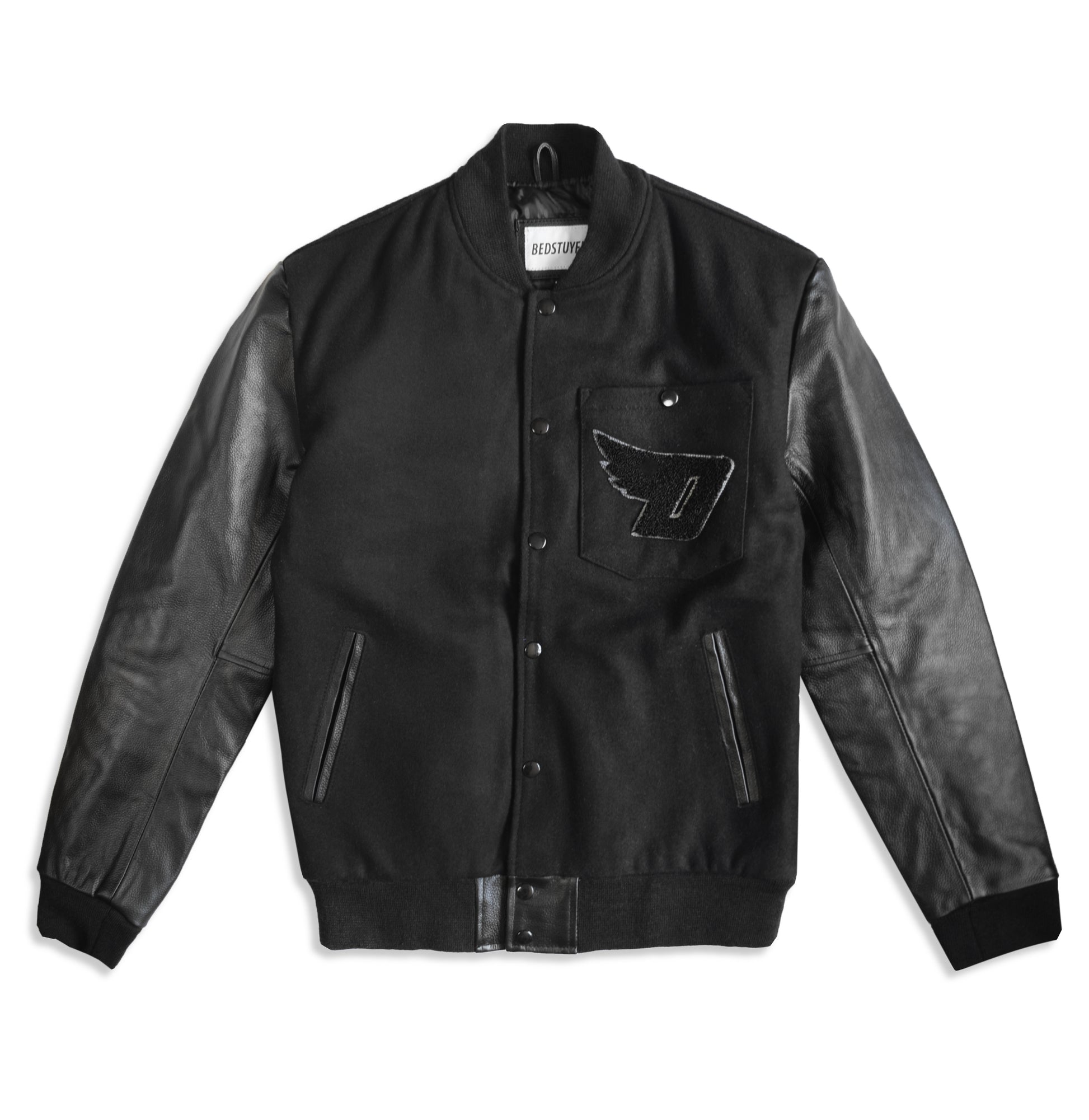DUTY FREE VARSITY JACKET ( BLACK) - Bedstuyfly