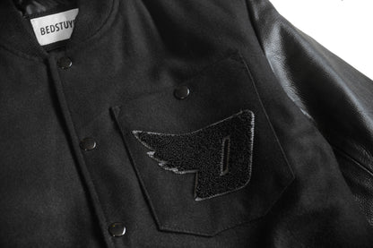 DUTY FREE VARSITY JACKET ( BLACK) - Bedstuyfly