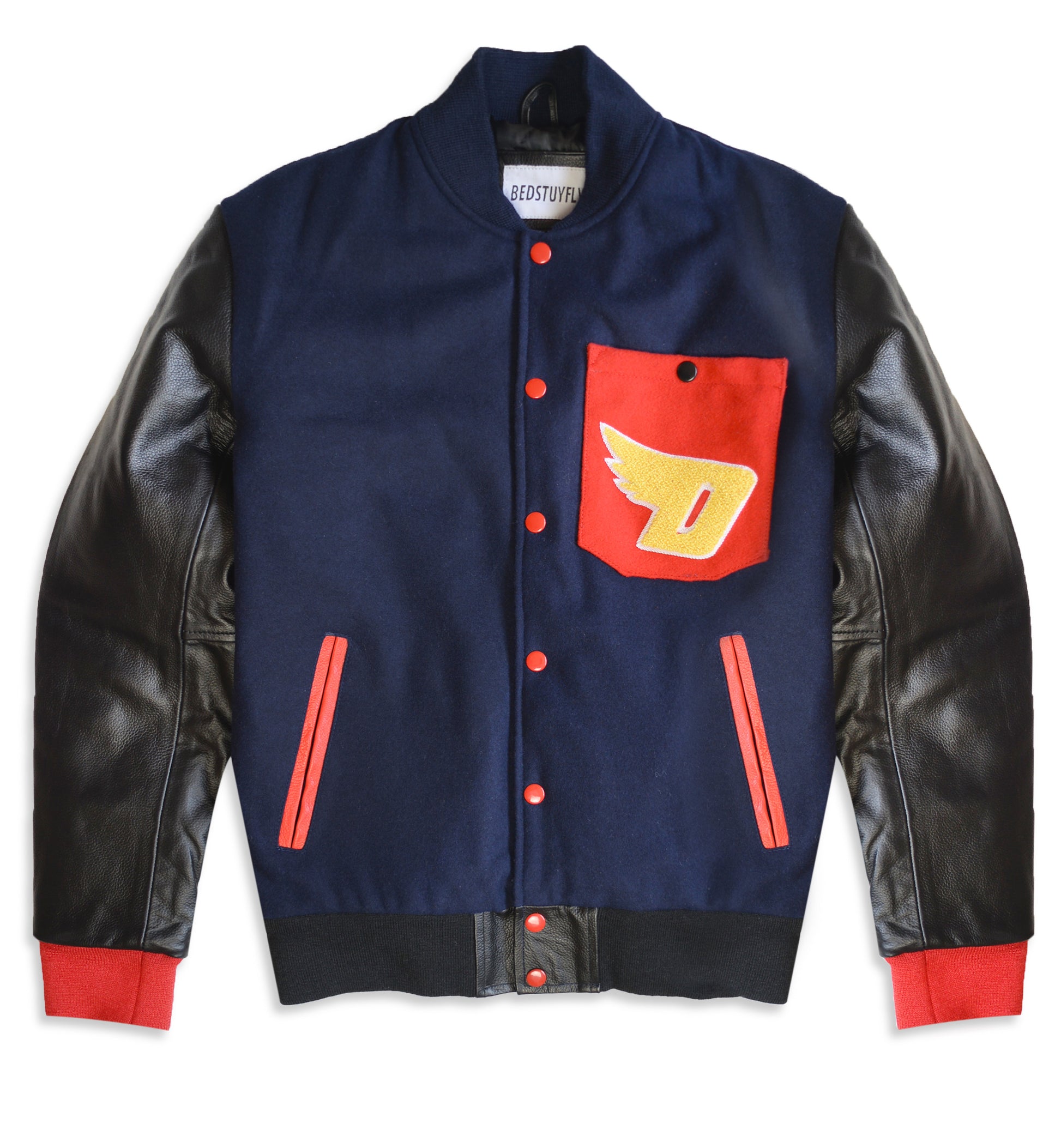 DUTY FREE VARSITY JACKET ( NAVY) - Bedstuyfly