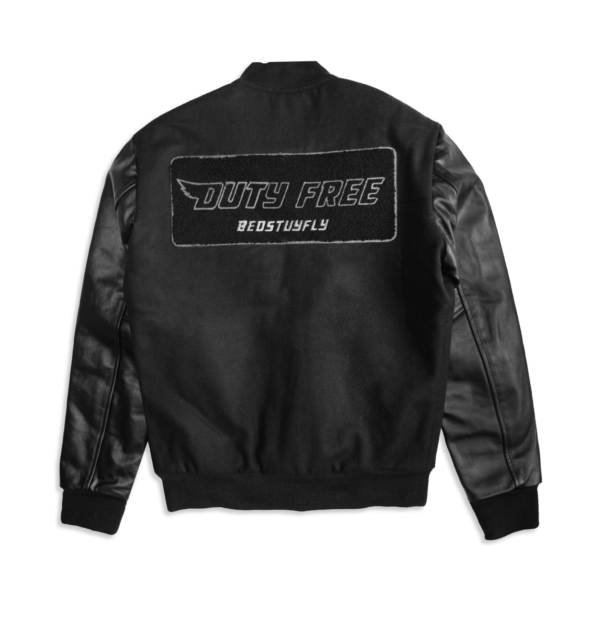 DUTY FREE VARSITY JACKET ( BLACK) - Bedstuyfly