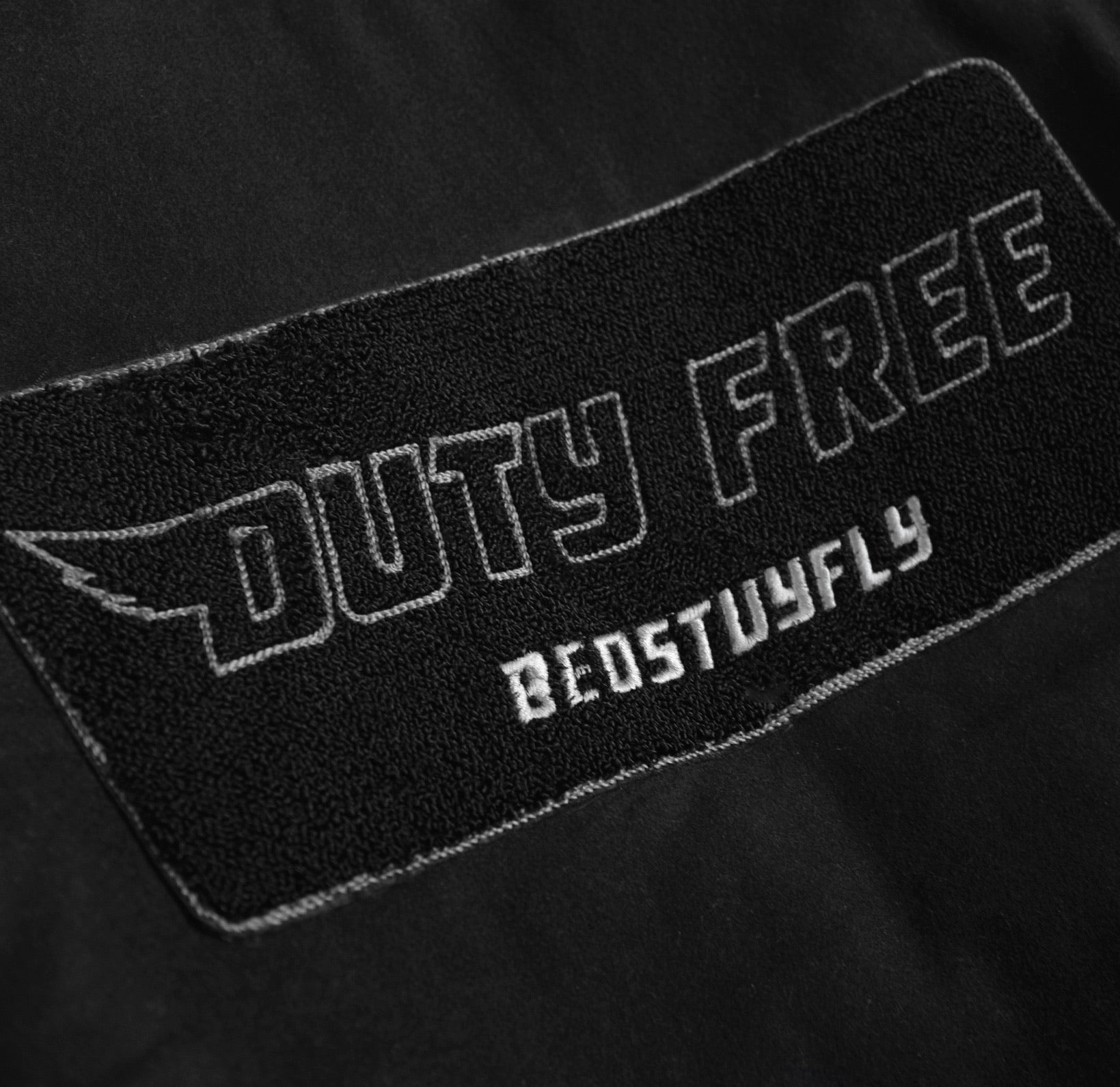 DUTY FREE VARSITY JACKET ( BLACK) - Bedstuyfly